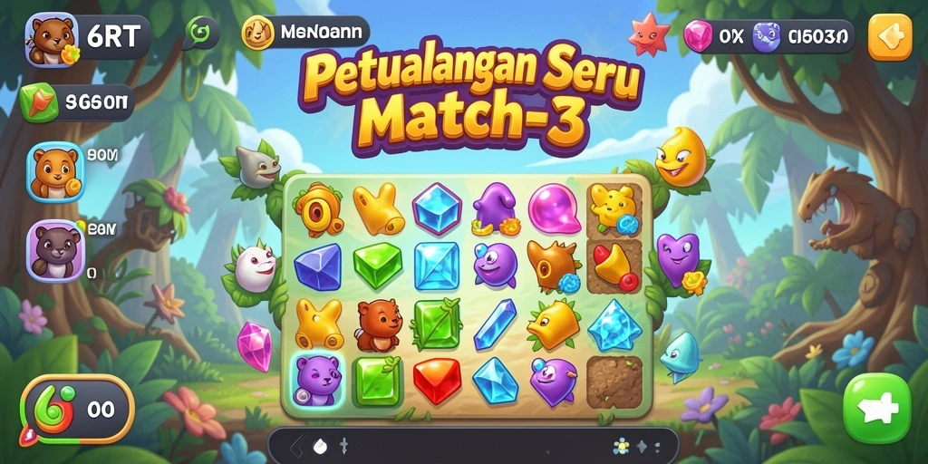 Tampilan gameplay 6RT dalam mode Match-3 yang menantang.