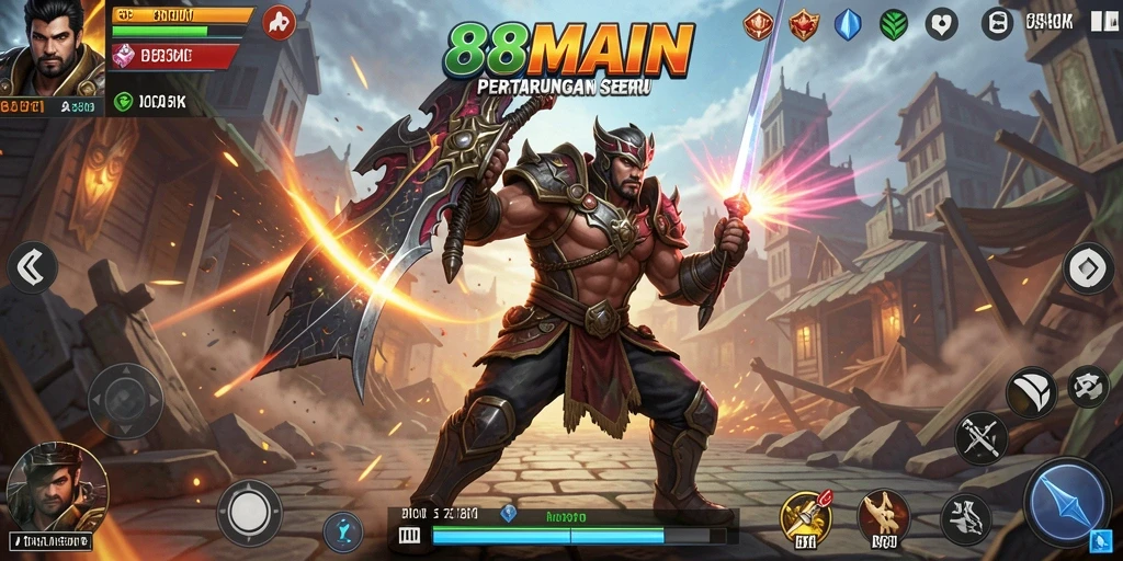 Screenshot gameplay 88MAIN yang menunjukkan pertarungan mendebarkan.