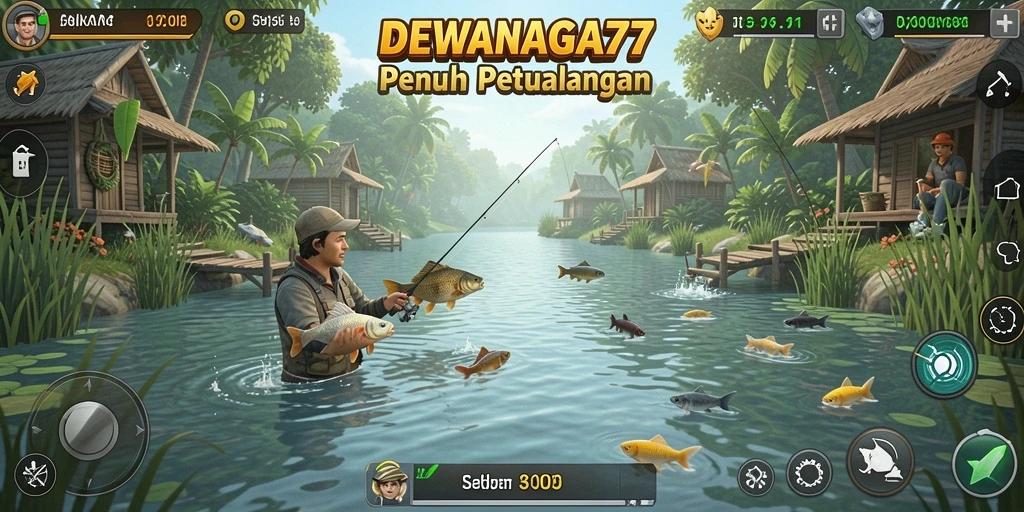 Tampilan permainan memancing realistis di DEWANAGA77.