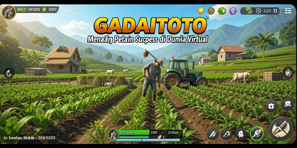 Tampilan gameplay GADAITOTO yang menampilkan ladang subur dan tanaman yang rimbun.