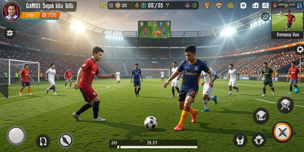 Tangkapan layar gameplay GOWIN789 menampilkan momen seru pertandingan sepak bola.