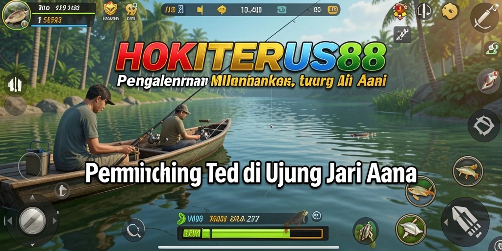 Tampilan gameplay HOKITERUS88 yang menawan saat memancing di danau.