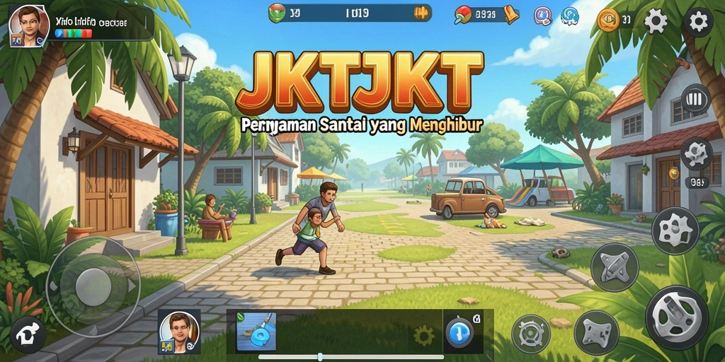 Gameplay JKTJKT menampilkan keseruan bermain dengan grafis ceria.