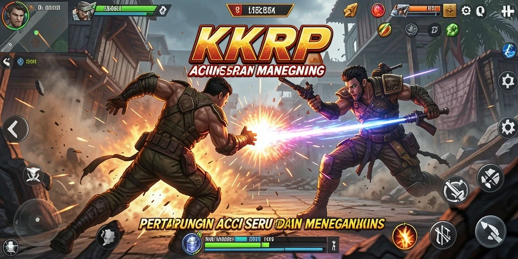 Tangkapan layar utama KKRP menampilkan aksi bertarung yang intens dan mendebarkan.