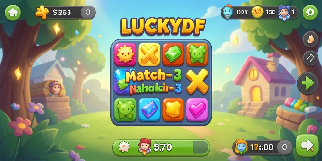 Screenshot menampilkan gameplay seru dan tantangan level di LUCKYDF.