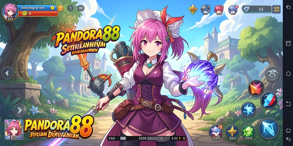 Tampilan gameplay PANDORA88 yang penuh warna dan dinamis.