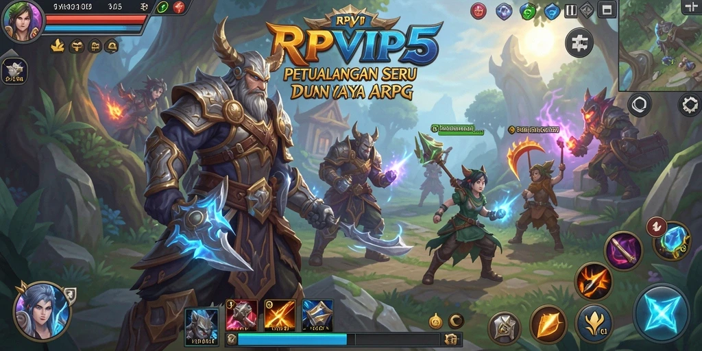 Tampilan gameplay seru dari karakter bertarung di dunia fantasi.