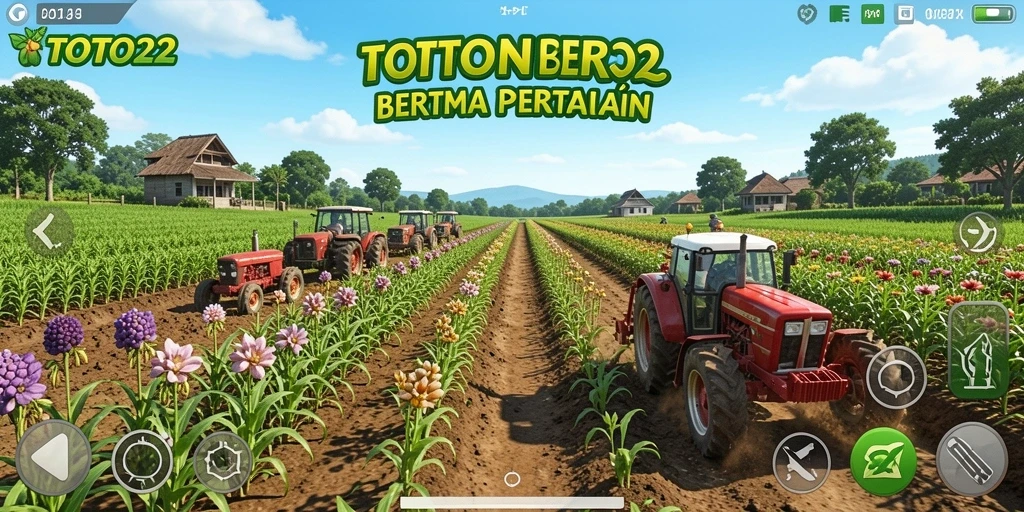 Tangkapan layar gameplay TOTO22 menunjukkan ladang yang hijau dan subur.