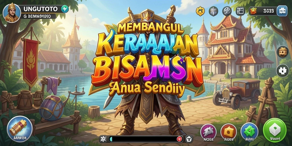 Screenshot gameplay UNGUTOTO yang menampilkan fase pembangunan bisnis.